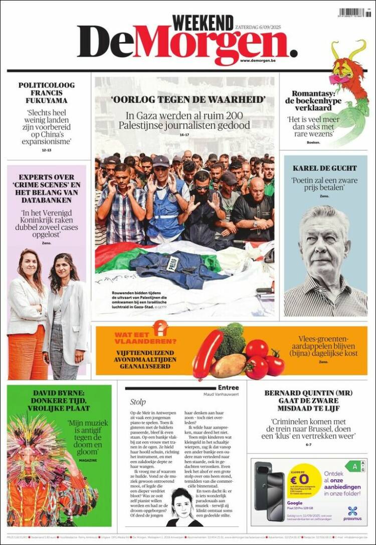 Portada de De Morgen (B&eacute;lgica)