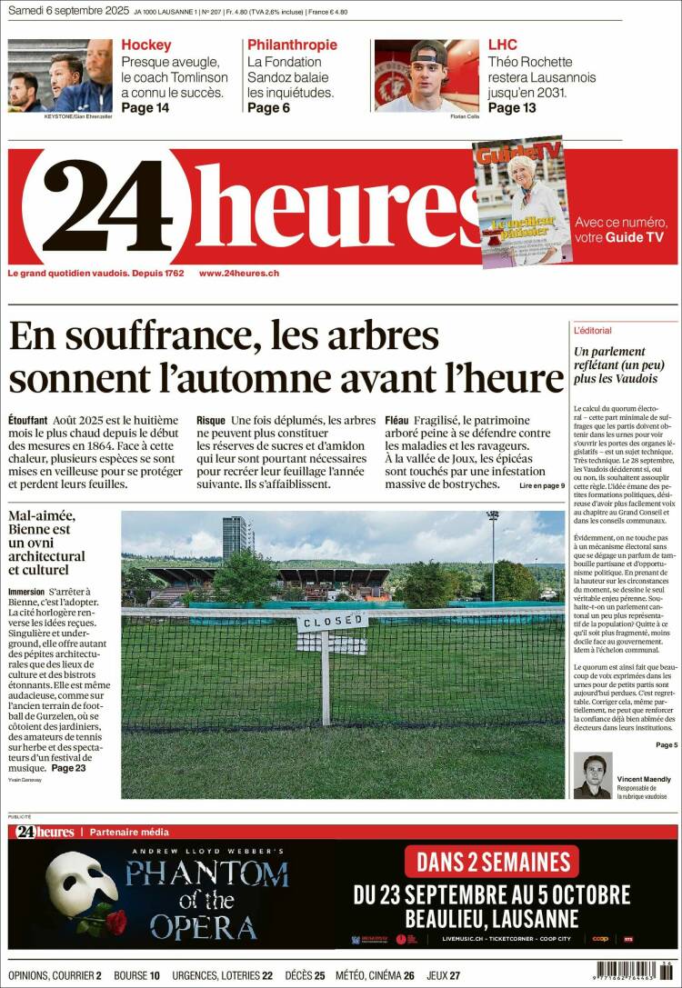 Portada de 24 Heures (Suiza)
