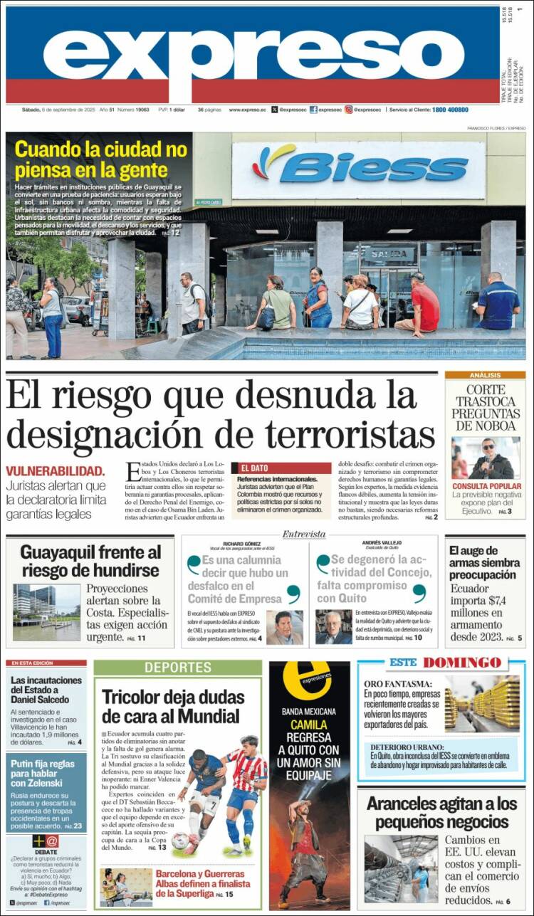 Portada de Expreso (Ecuador)