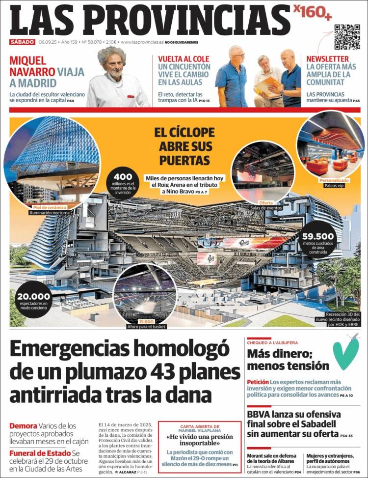 Portada de Las Provincias (Espa&ntilde;a)