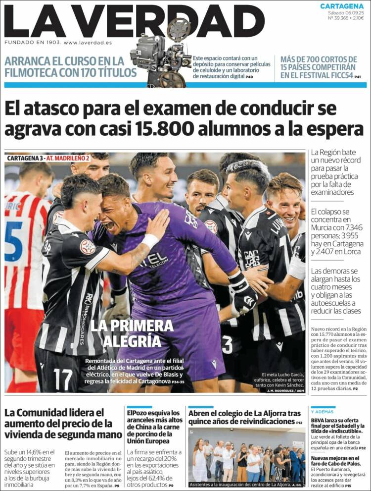 Portada de La Verdad de Cartagena (Espa&ntilde;a)