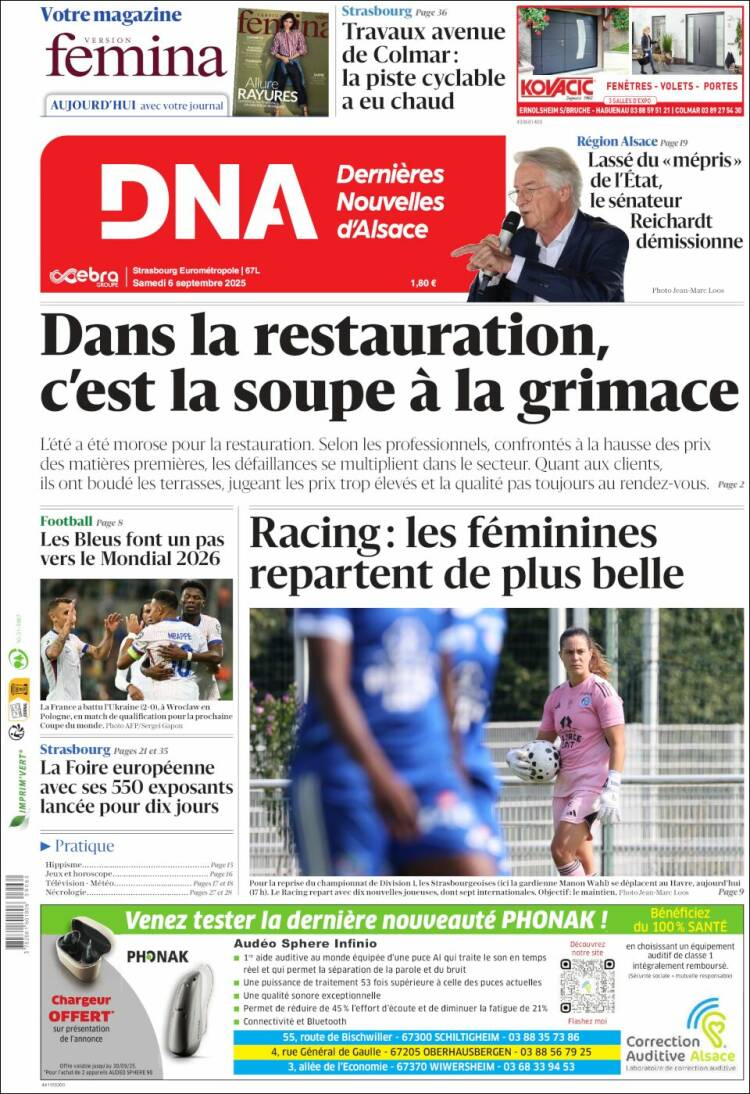 Portada de Les Dernières Nouvelles d'Alsace (Francia)