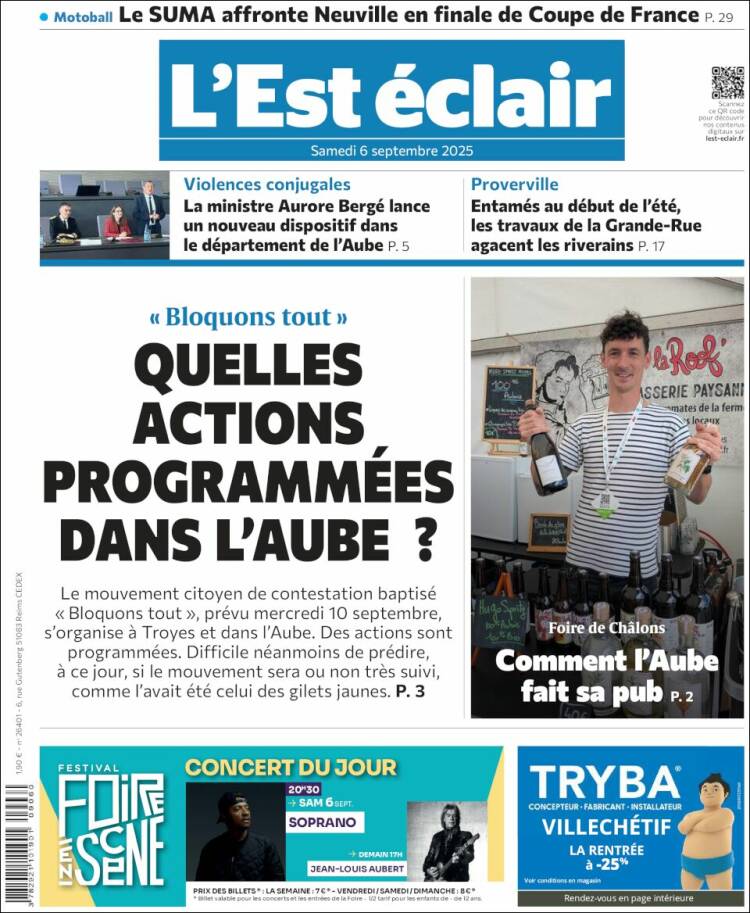 Portada de L'Est Eclair (Francia)