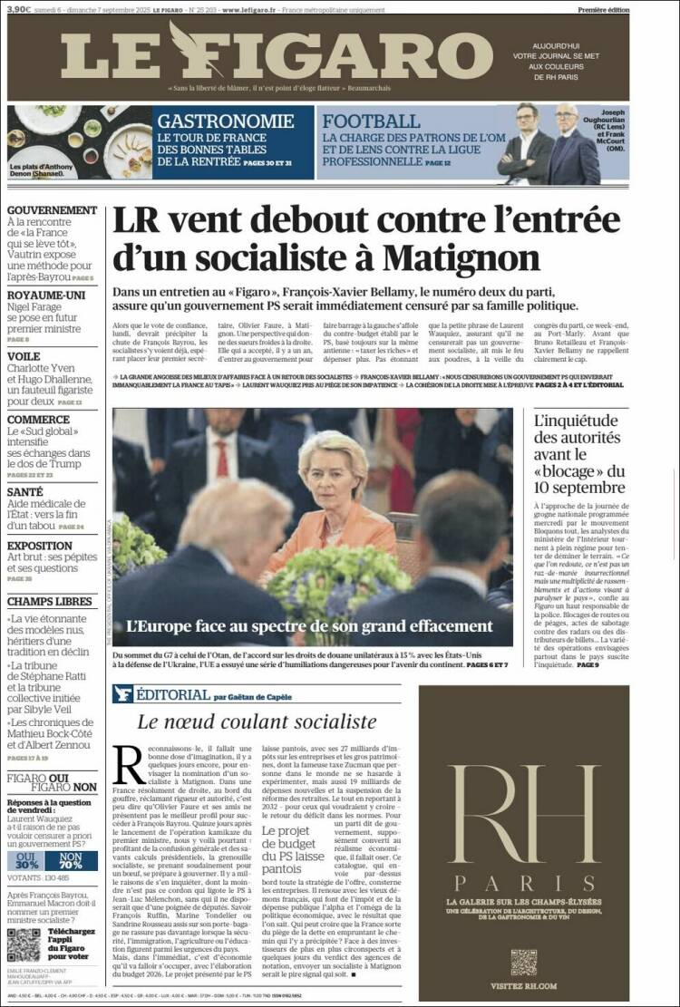 Portada de Le Figaro (Francia)