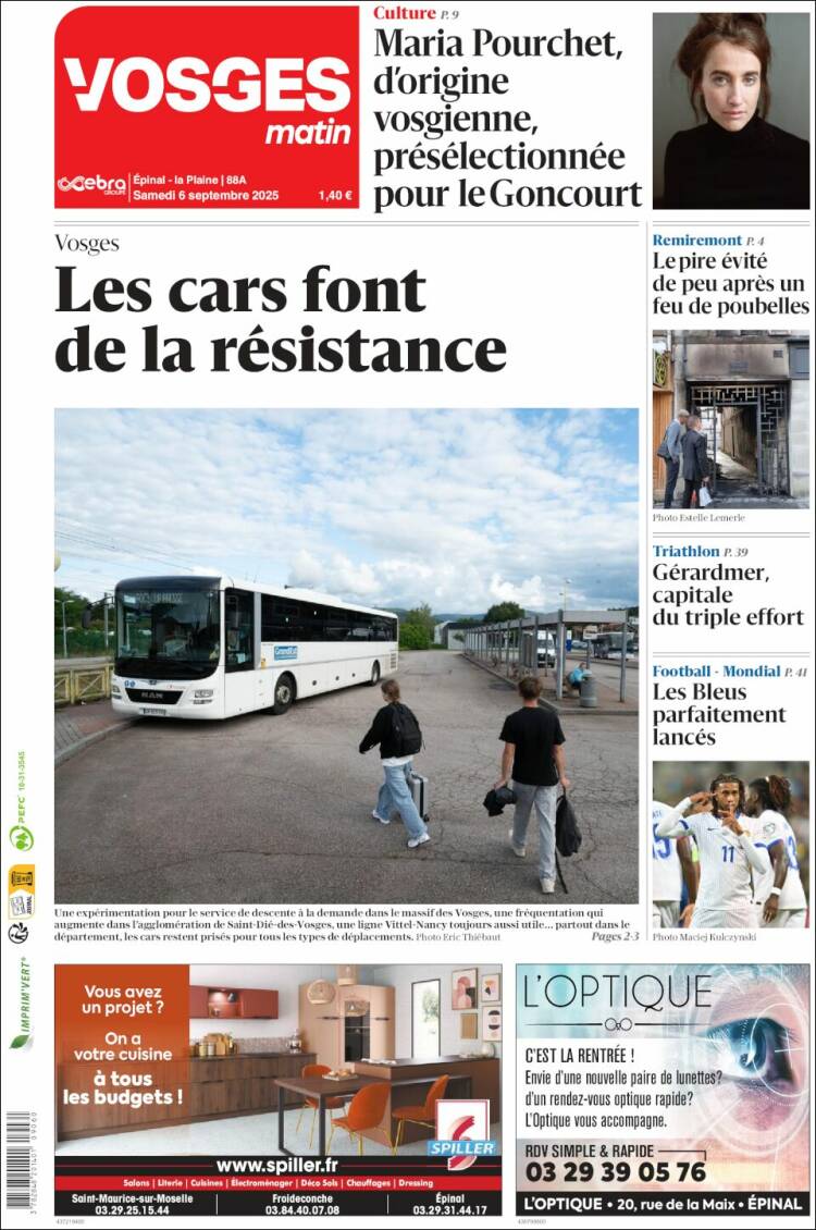 Portada de Vosges Matin (Francia)