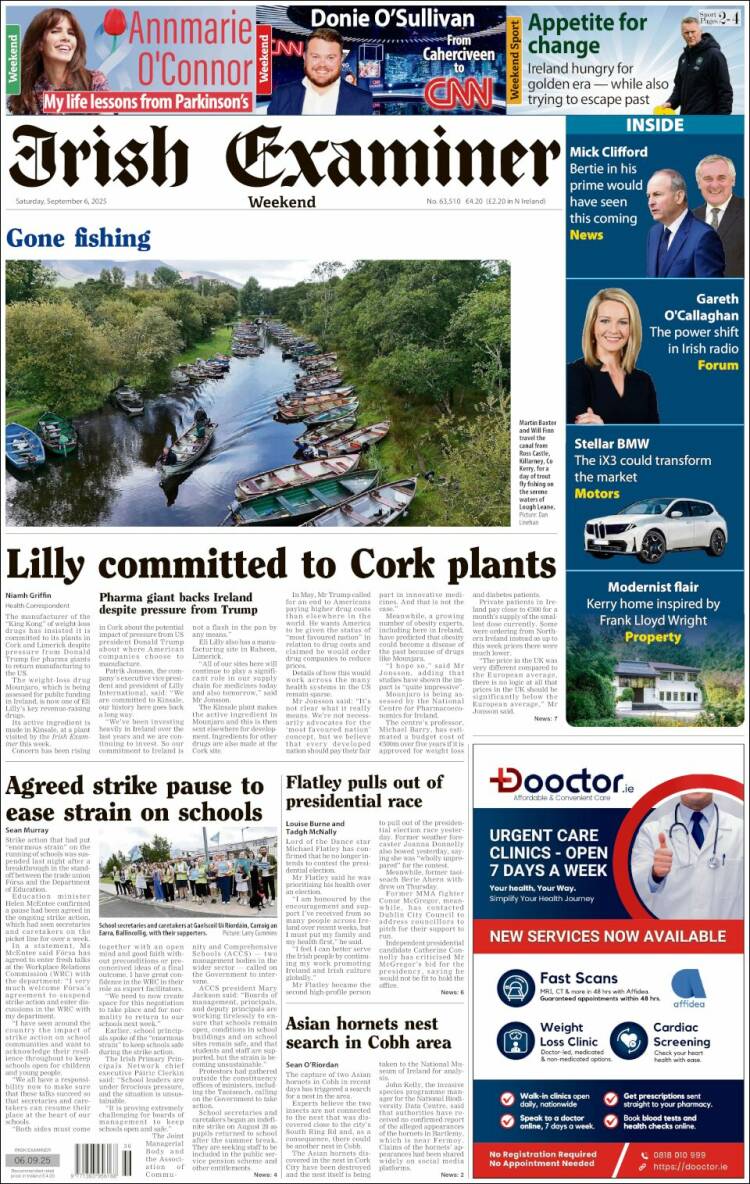 Portada de Irish Examiner (Irlanda)
