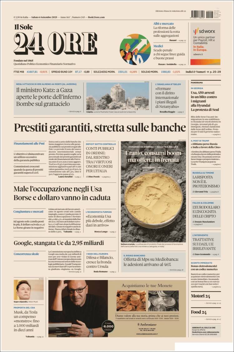 Portada de Il Sole 24 ORE (Italia)