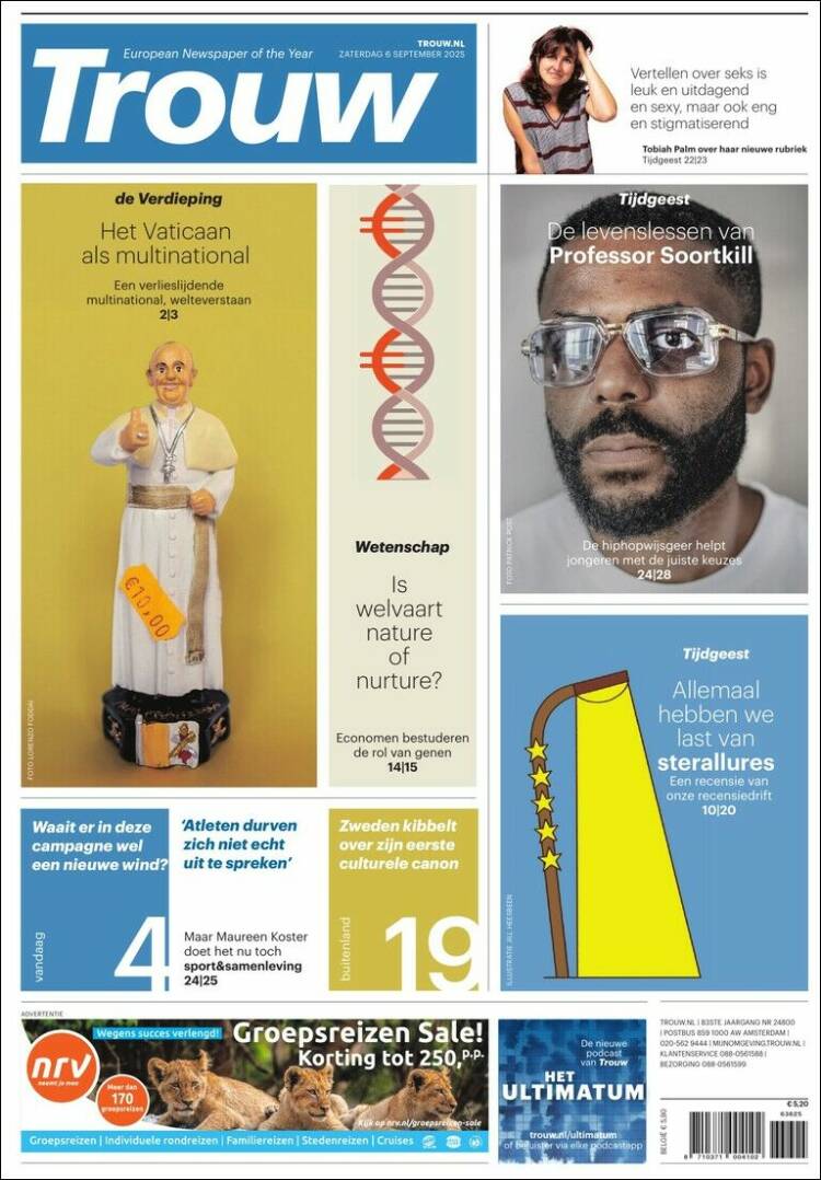 Portada de Trouw (Pa&iacute;ses Bajos)