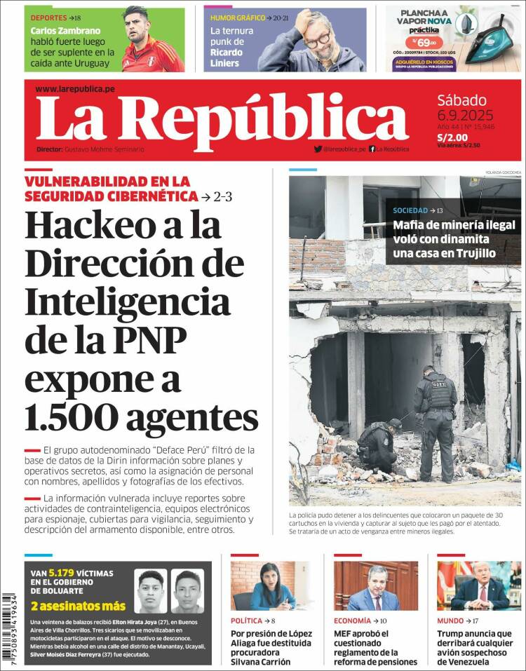 Portada de La Republica (Per&uacute;)