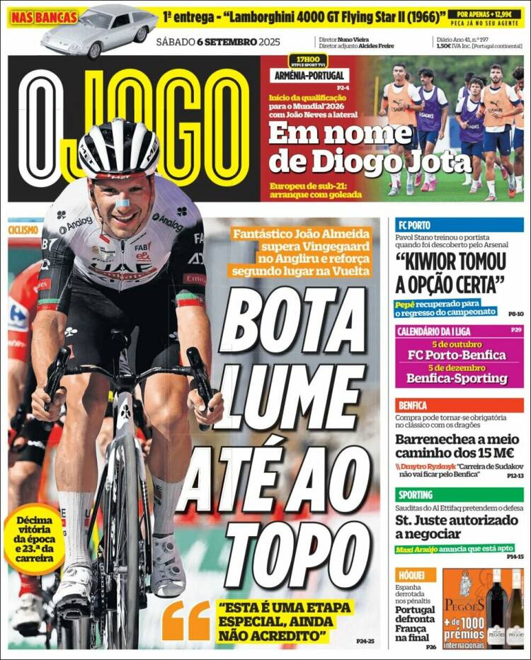 Portada de O Jogo (Portugal)