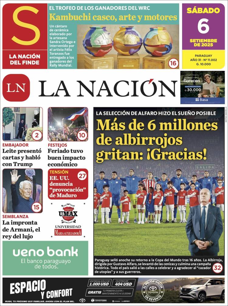 Portada de La Nación (Paraguay)