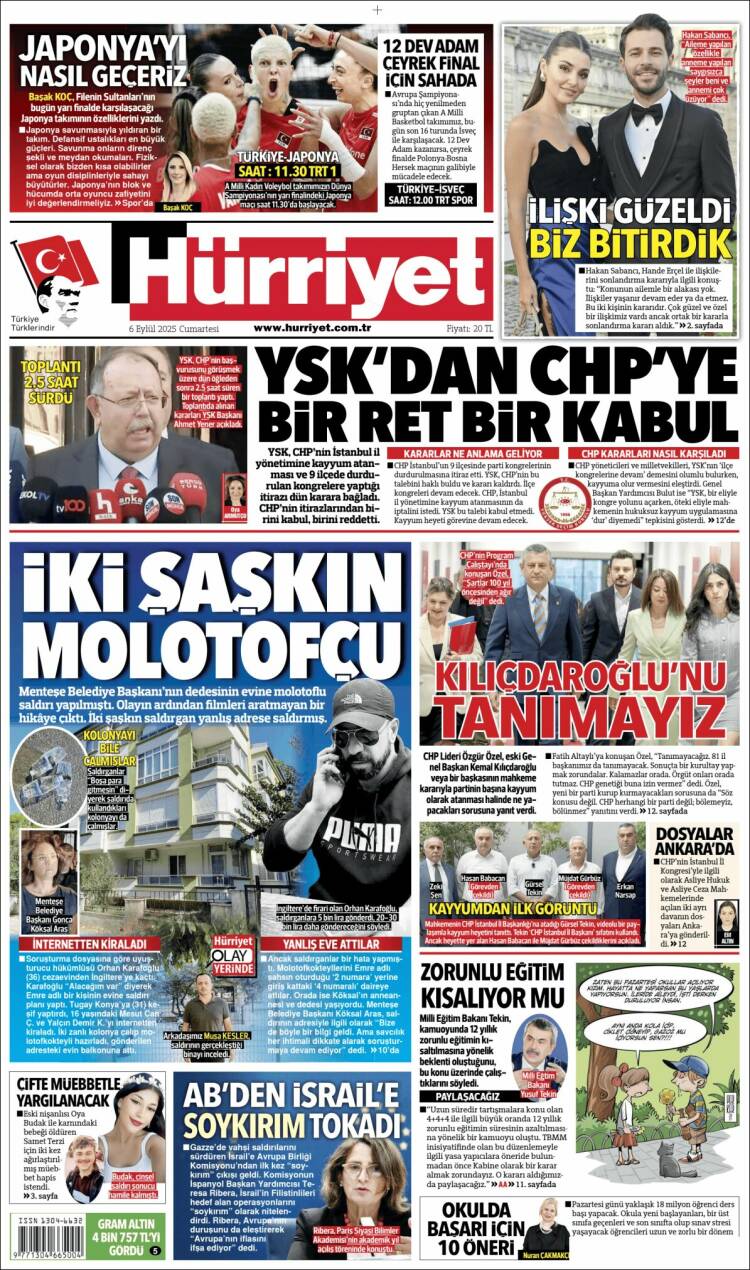 Portada de Hürriyet (Turqu&iacute;a)