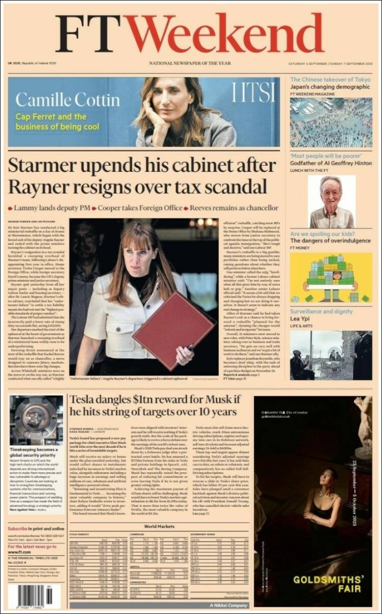 Portada de Financial Times (Reino Unido)