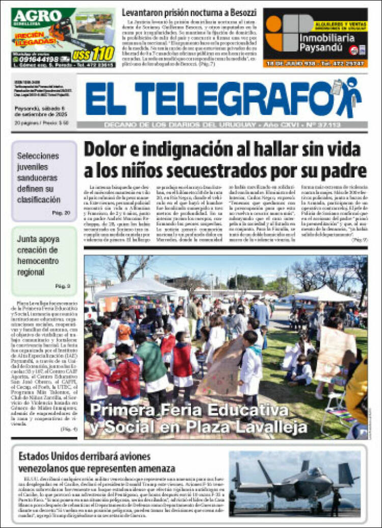 Portada de El Telégrafo (Uruguay)