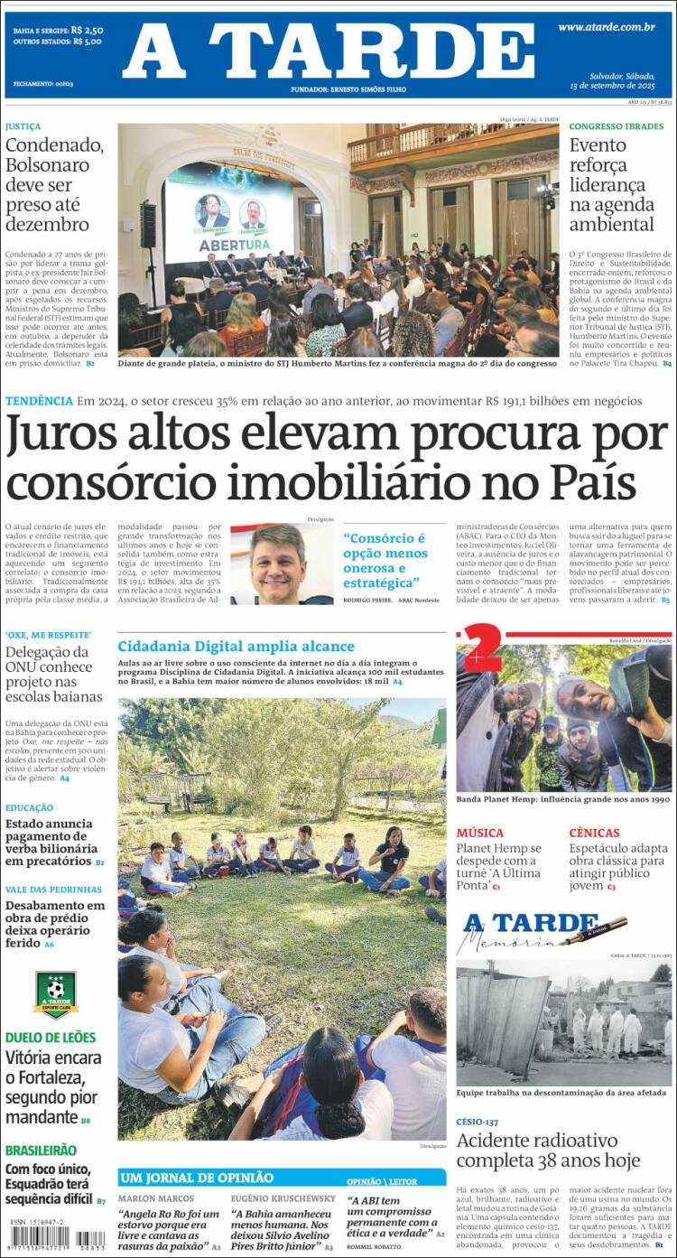 Portada de Diário A Tarde (Brasil)