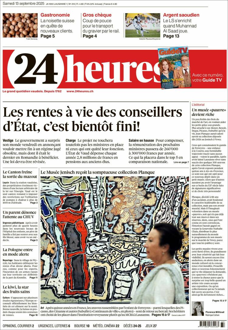 Portada de 24 Heures (Suiza)