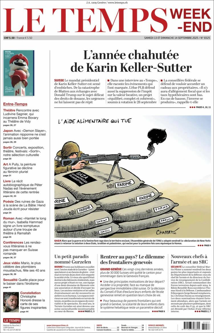 Portada de Le Matin (Suiza)