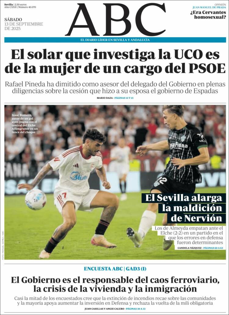 Portada de ABC - Sevilla (Espa&ntilde;a)