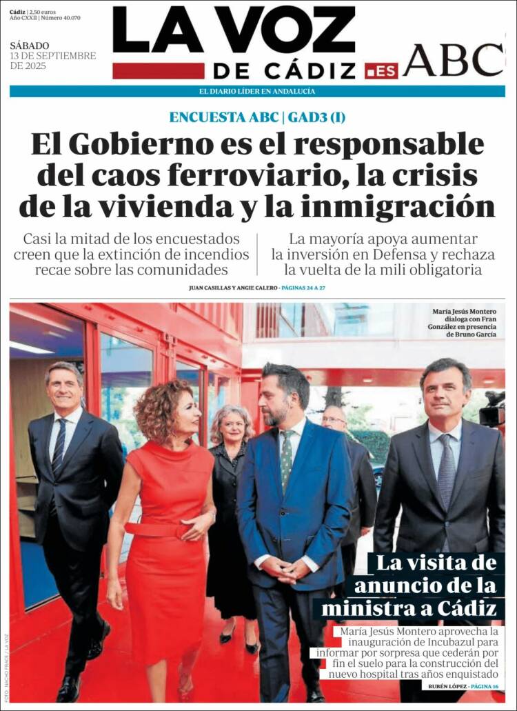 Portada de La Voz de Cádiz (Espa&ntilde;a)