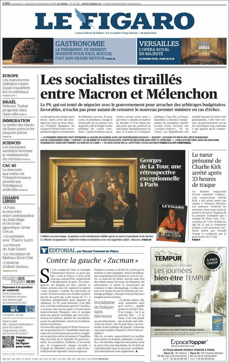 Portada de Le Figaro (Francia)