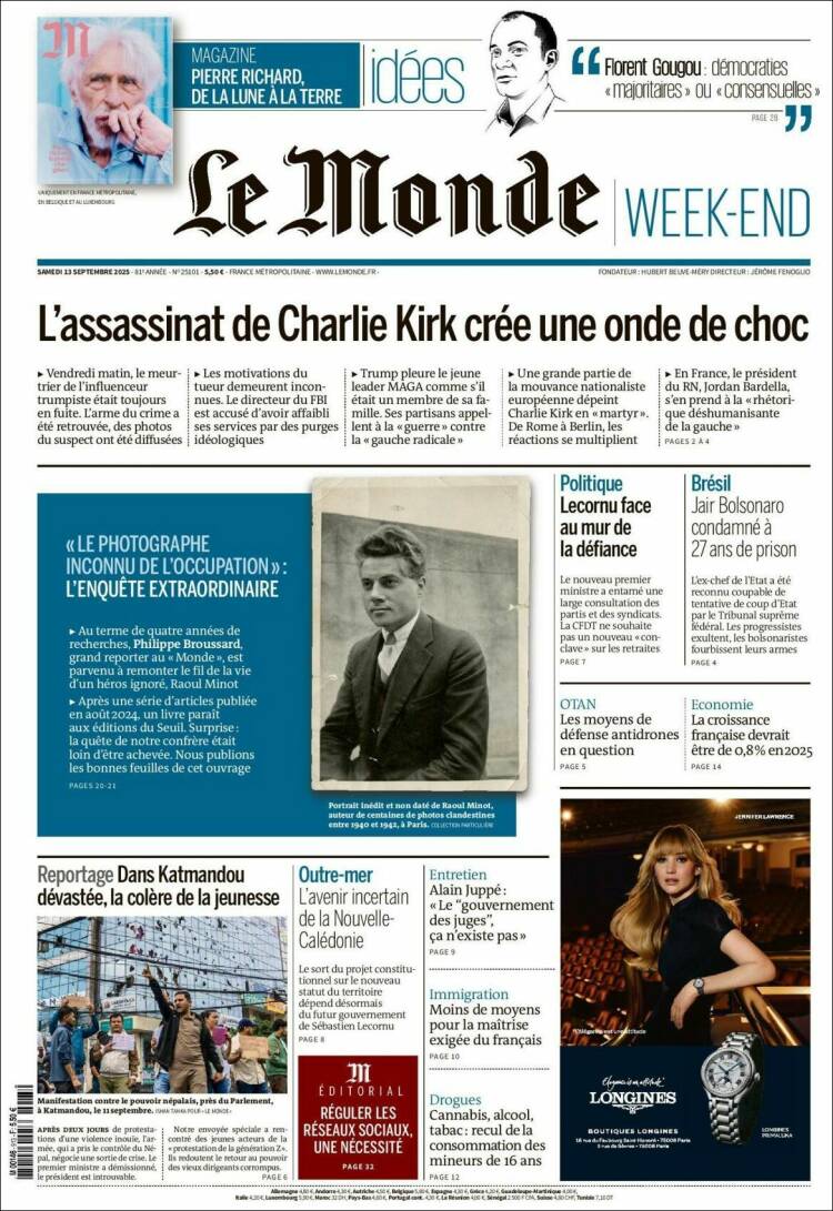 Portada de Le Monde (Francia)