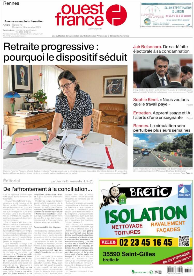 Portada de Ouest France (Francia)