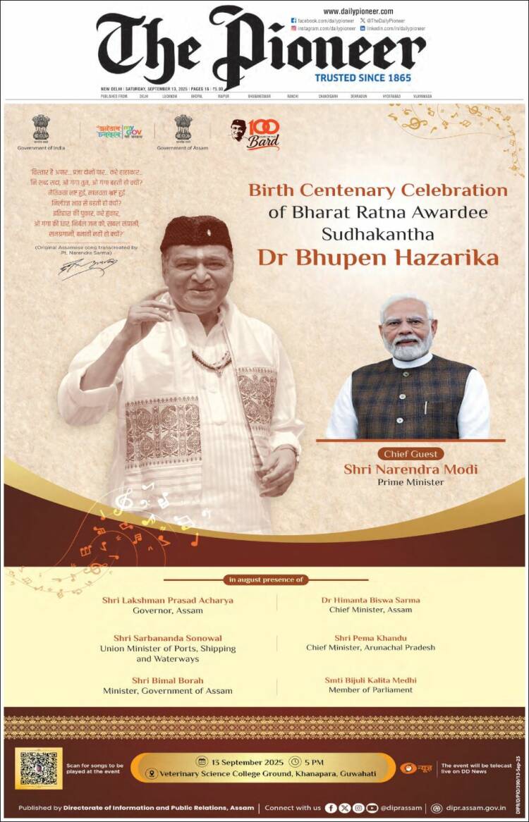 Portada de The Pioneer (India)