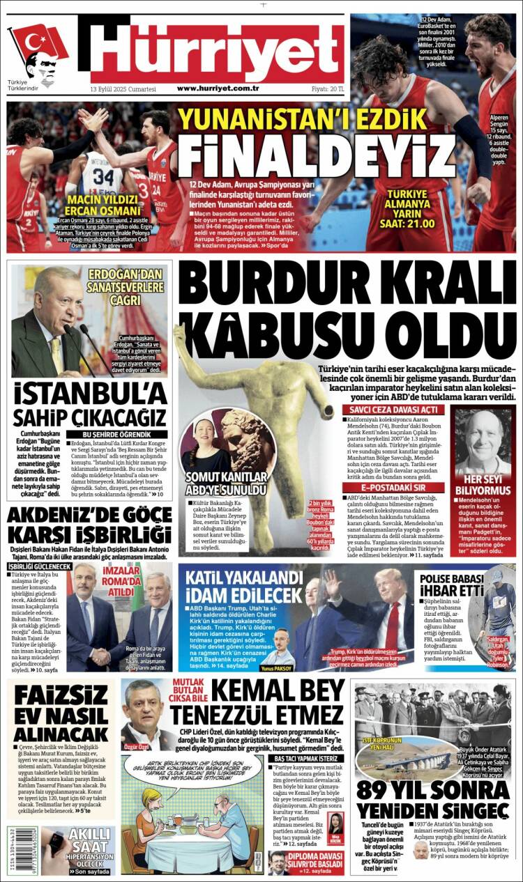 Portada de Hürriyet (Turqu&iacute;a)