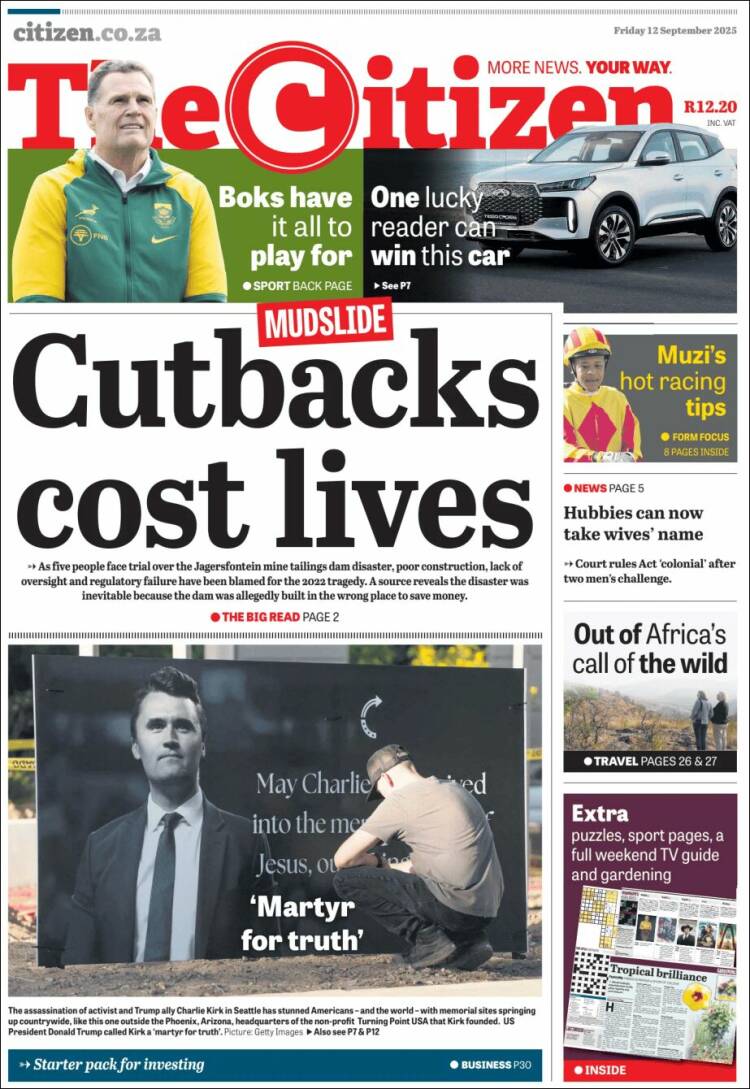 Portada de The Citizen (Sud&aacute;frica)