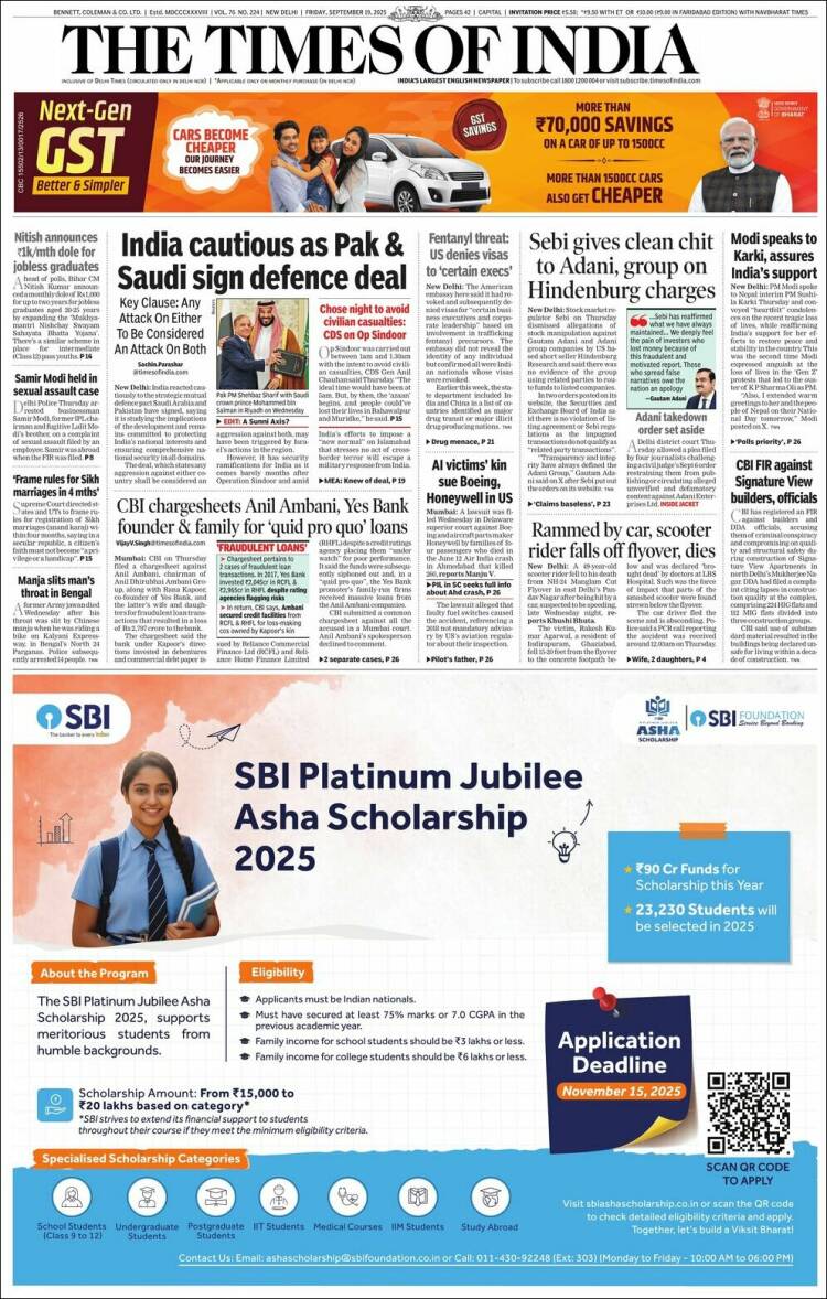 Newspaper The Times Of India India Newspapers In India Friday s 