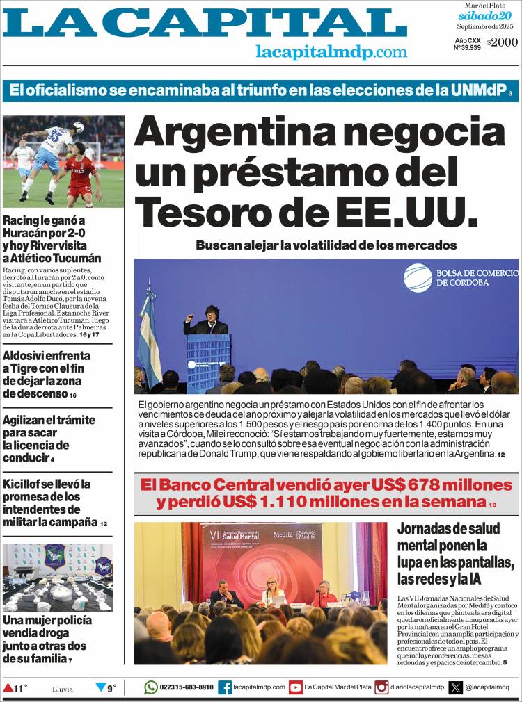Portada de Diario La Capital - Mar del Plata (Argentina)