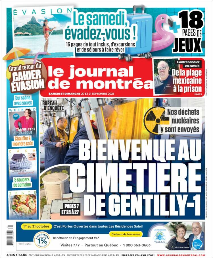 Portada de Le Journal de Montréal (Canad&aacute;)