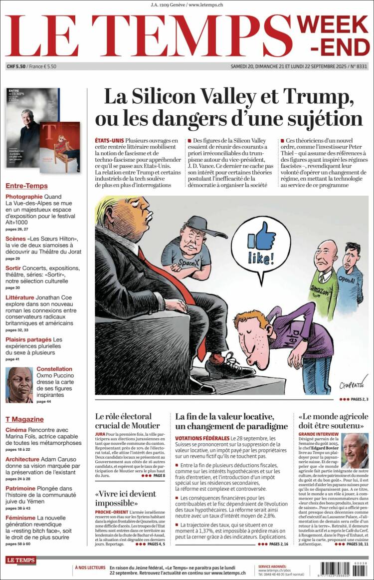 Portada de Le Matin (Suiza)