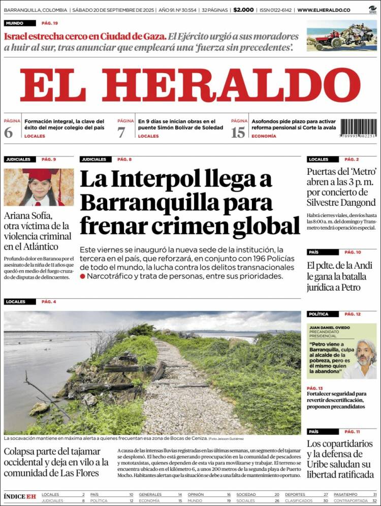 Portada de El Heraldo (Colombia)