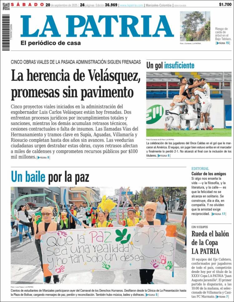 Portada de La Patria (Colombia)