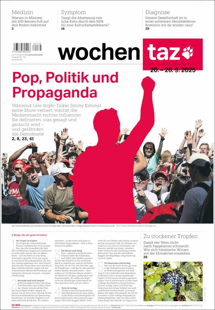 Portada de Die Tageszeitung (Alemania)