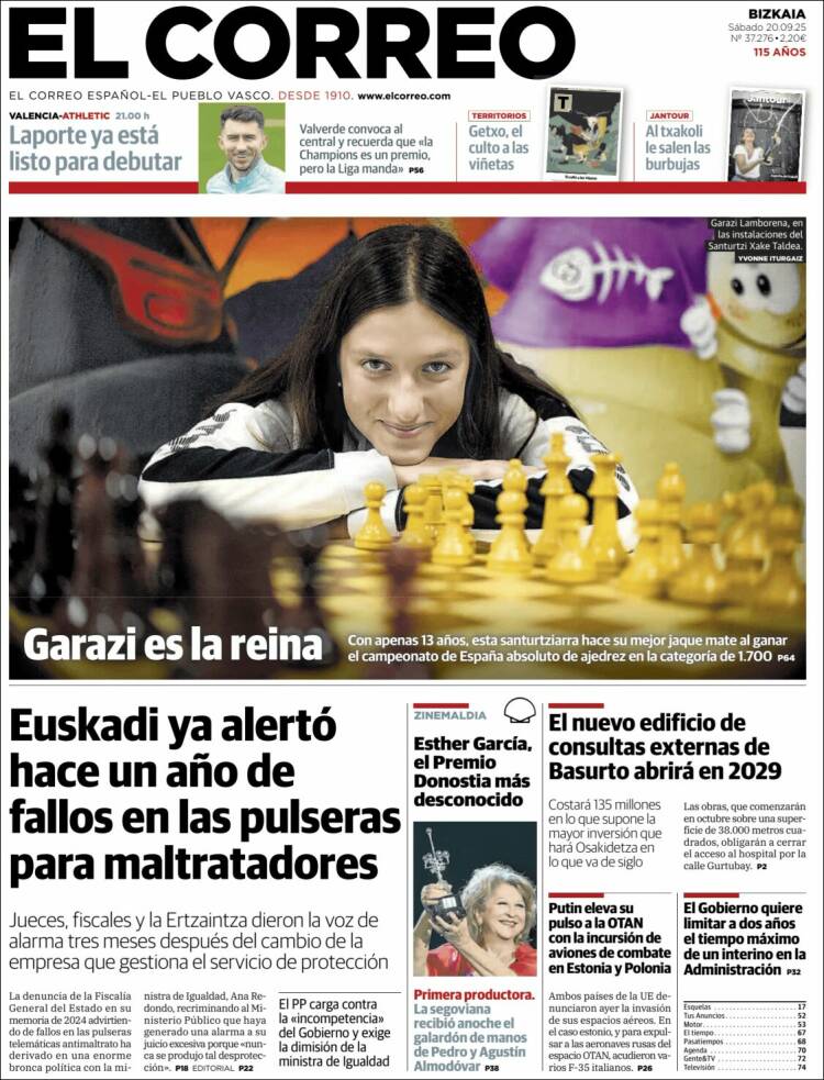 Portada de El Correo (Espa&ntilde;a)