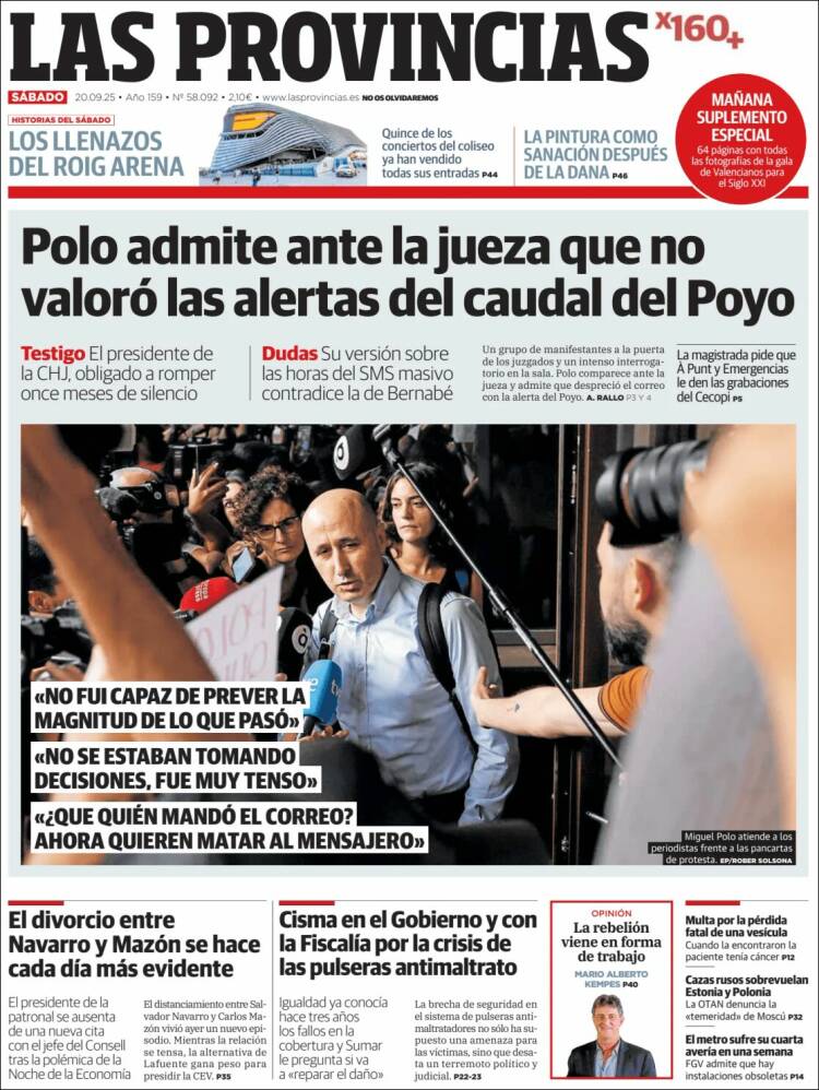 Portada de Las Provincias (Espa&ntilde;a)