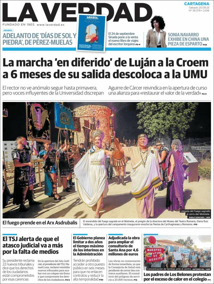 Portada de La Verdad de Cartagena (Espa&ntilde;a)