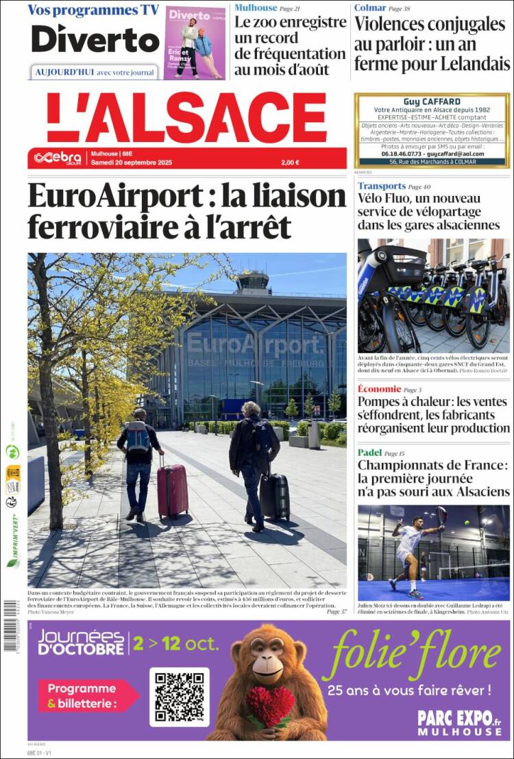 Portada de Journal L'Alsace (Francia)