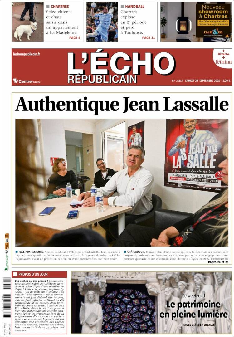 Portada de L'Echo Républicain (Francia)
