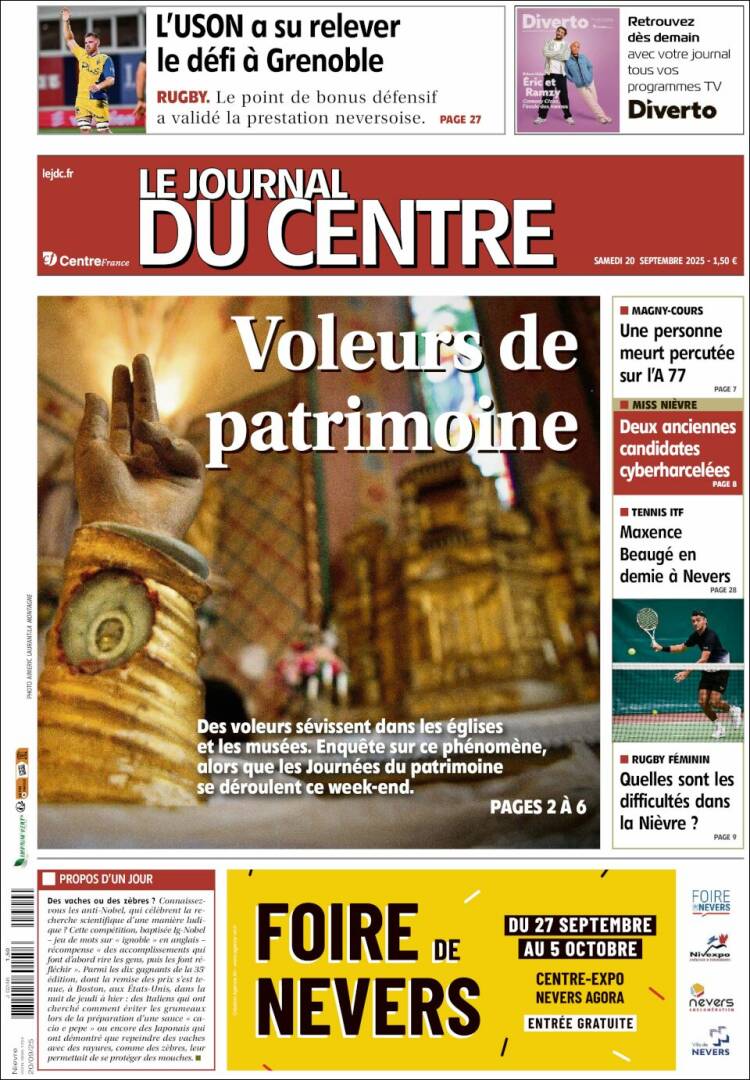 Portada de Le Journal du Centre (Francia)