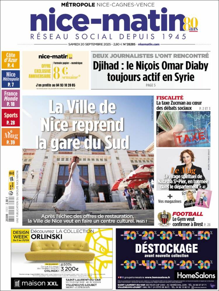 Portada de Nice-Matin (Francia)
