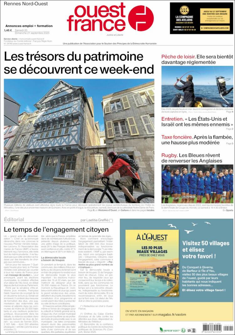 Portada de Ouest France (Francia)