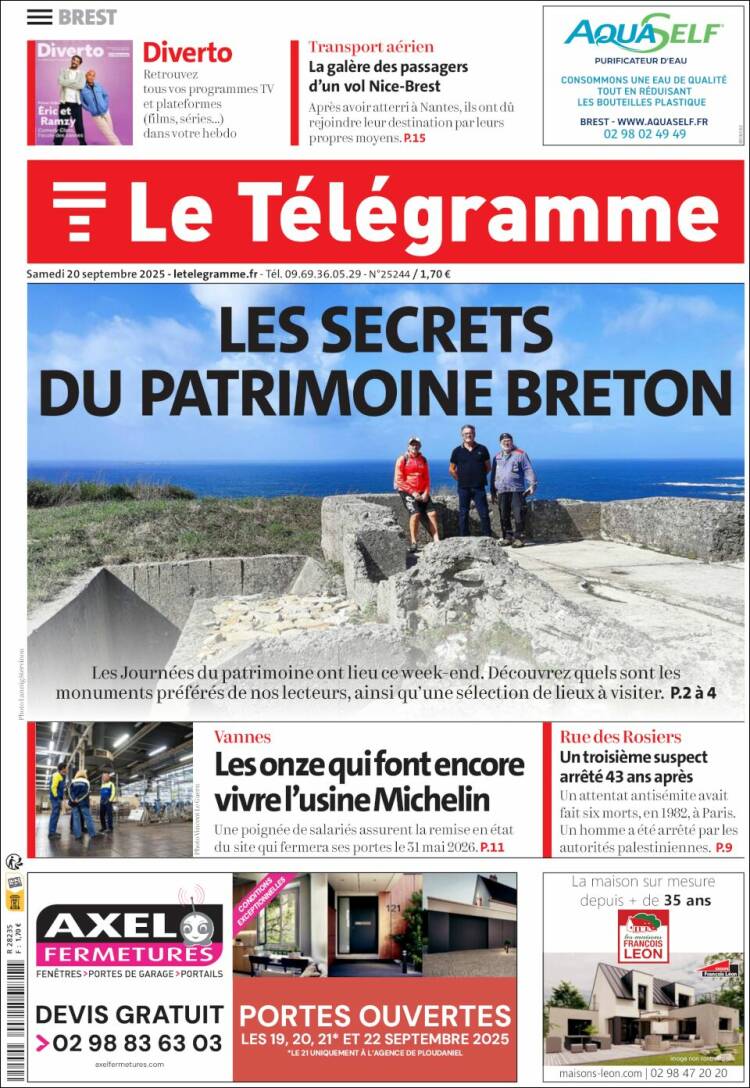 Portada de Télégramme (Francia)