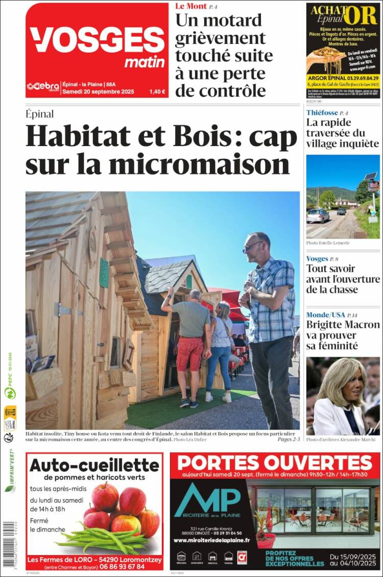 Portada de Vosges Matin (Francia)