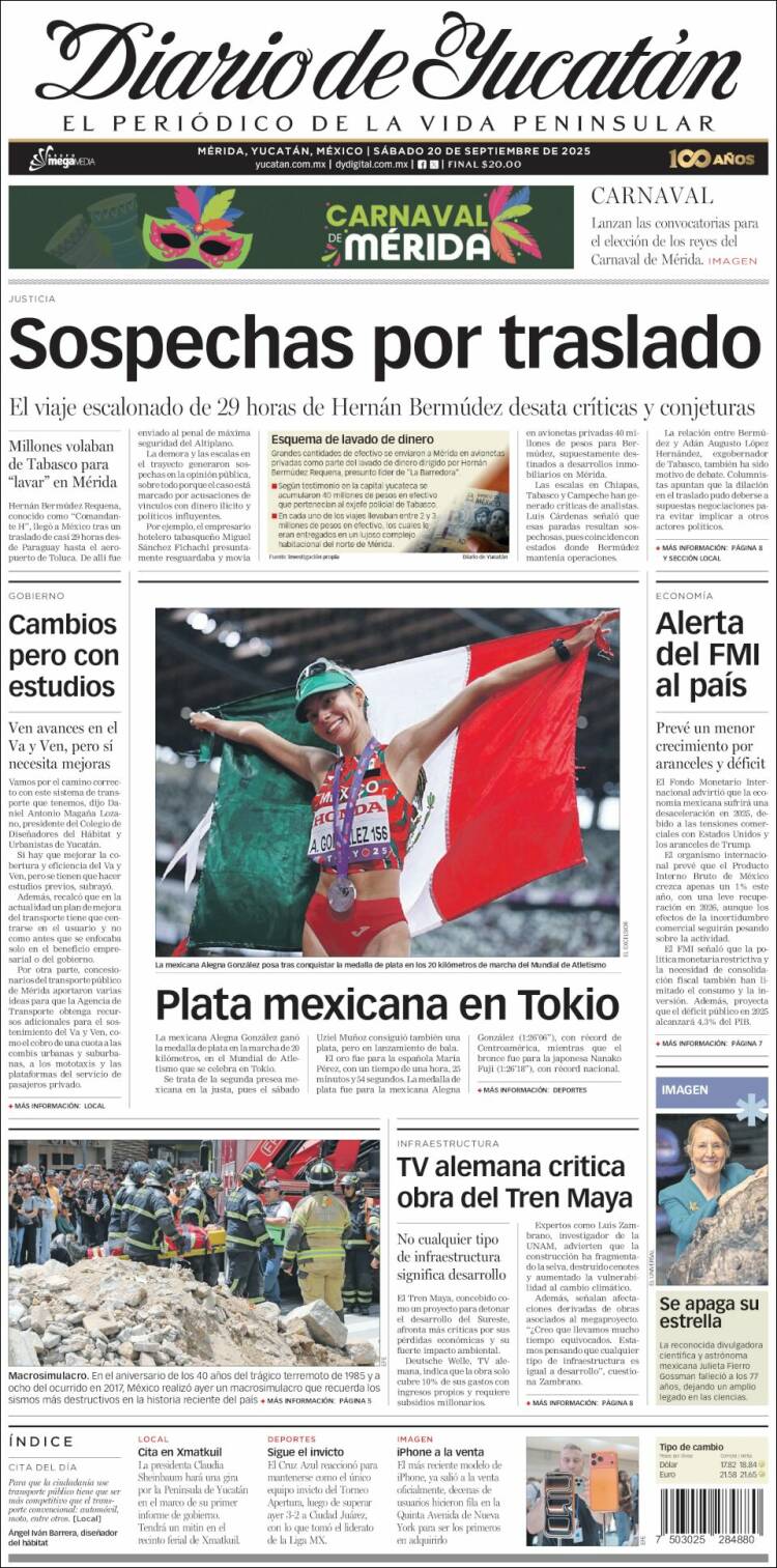 Portada de Diario de Yucatán (M&eacute;xico)