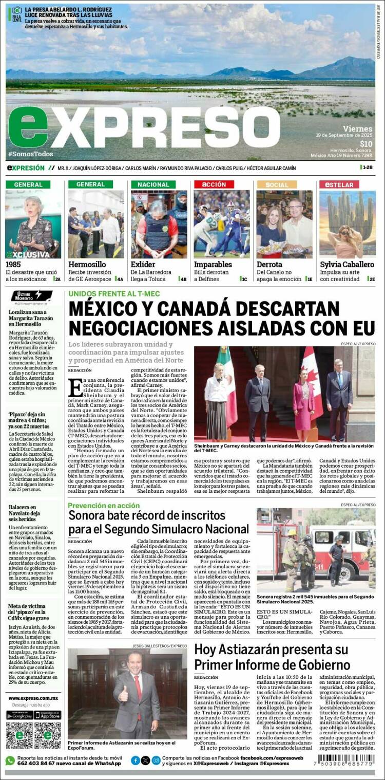 Portada de Expreso (M&eacute;xico)