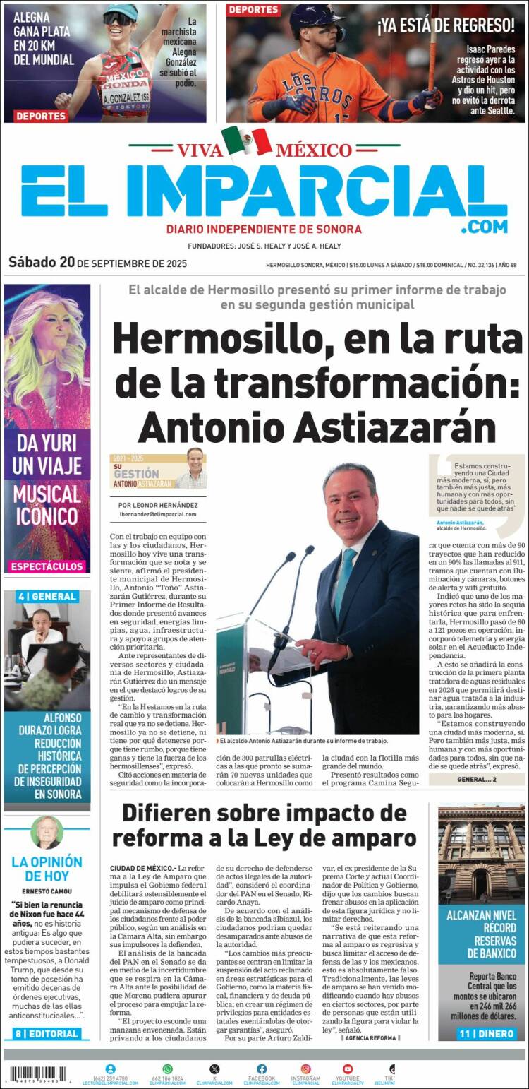 Portada de El Imparcial (M&eacute;xico)