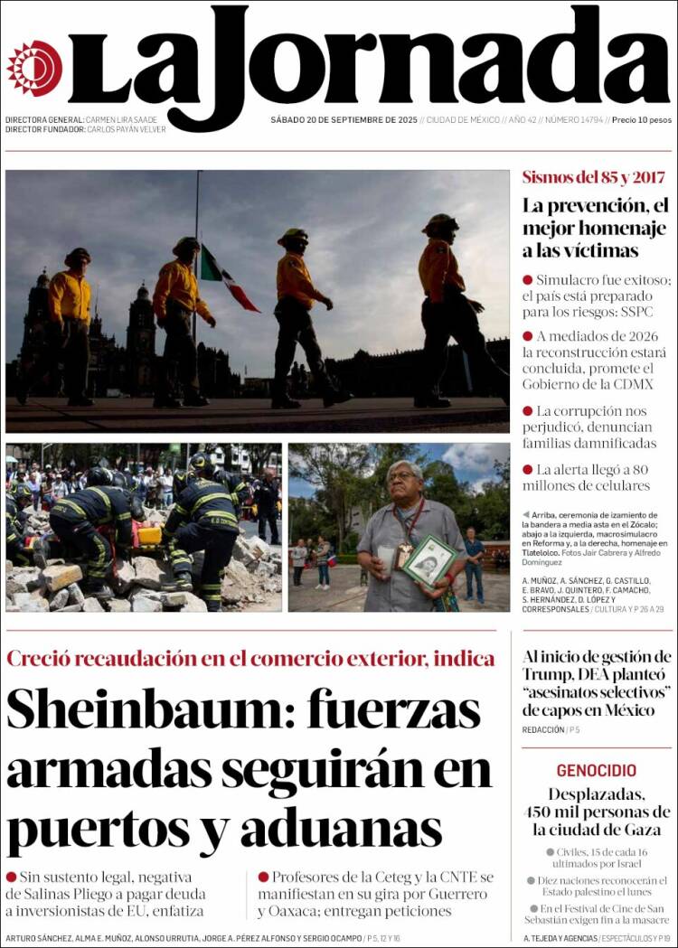 Portada de La Jornada (M&eacute;xico)
